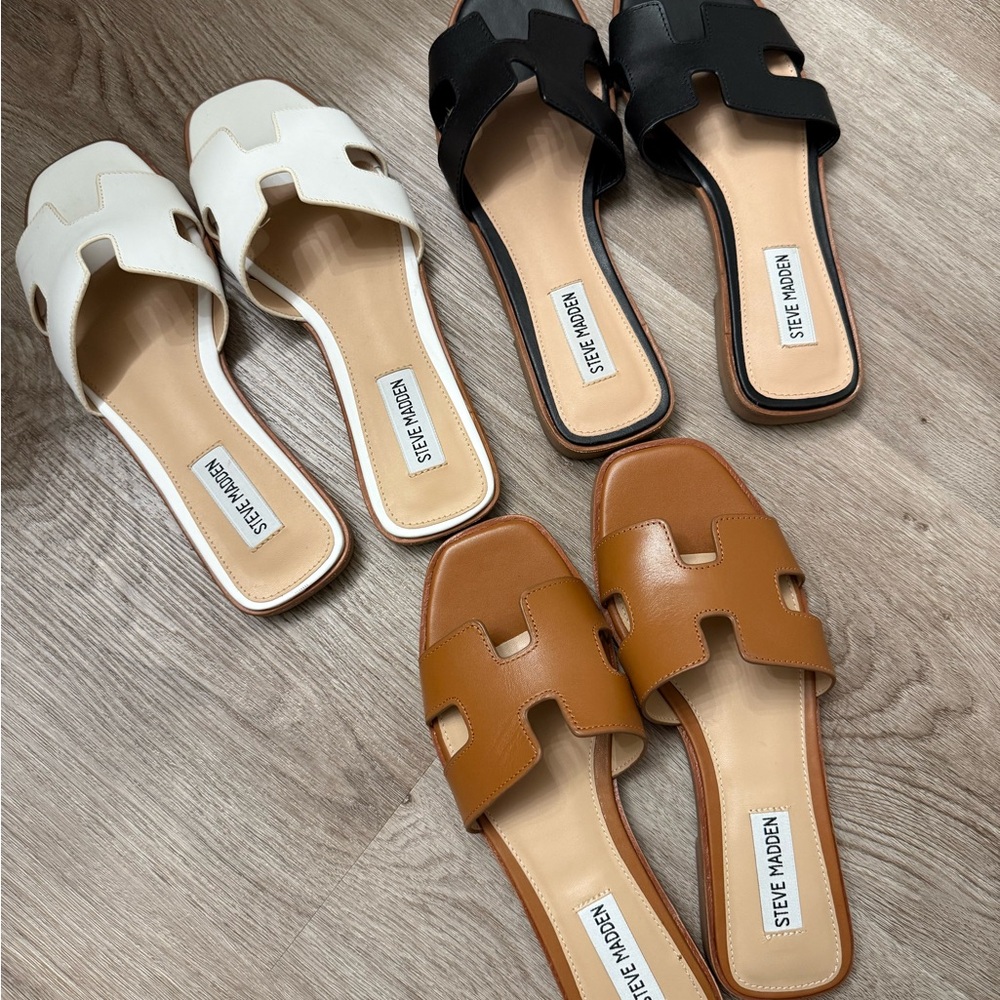 (All 3) Steve Madden Women's Sandals - Black, White, Tan